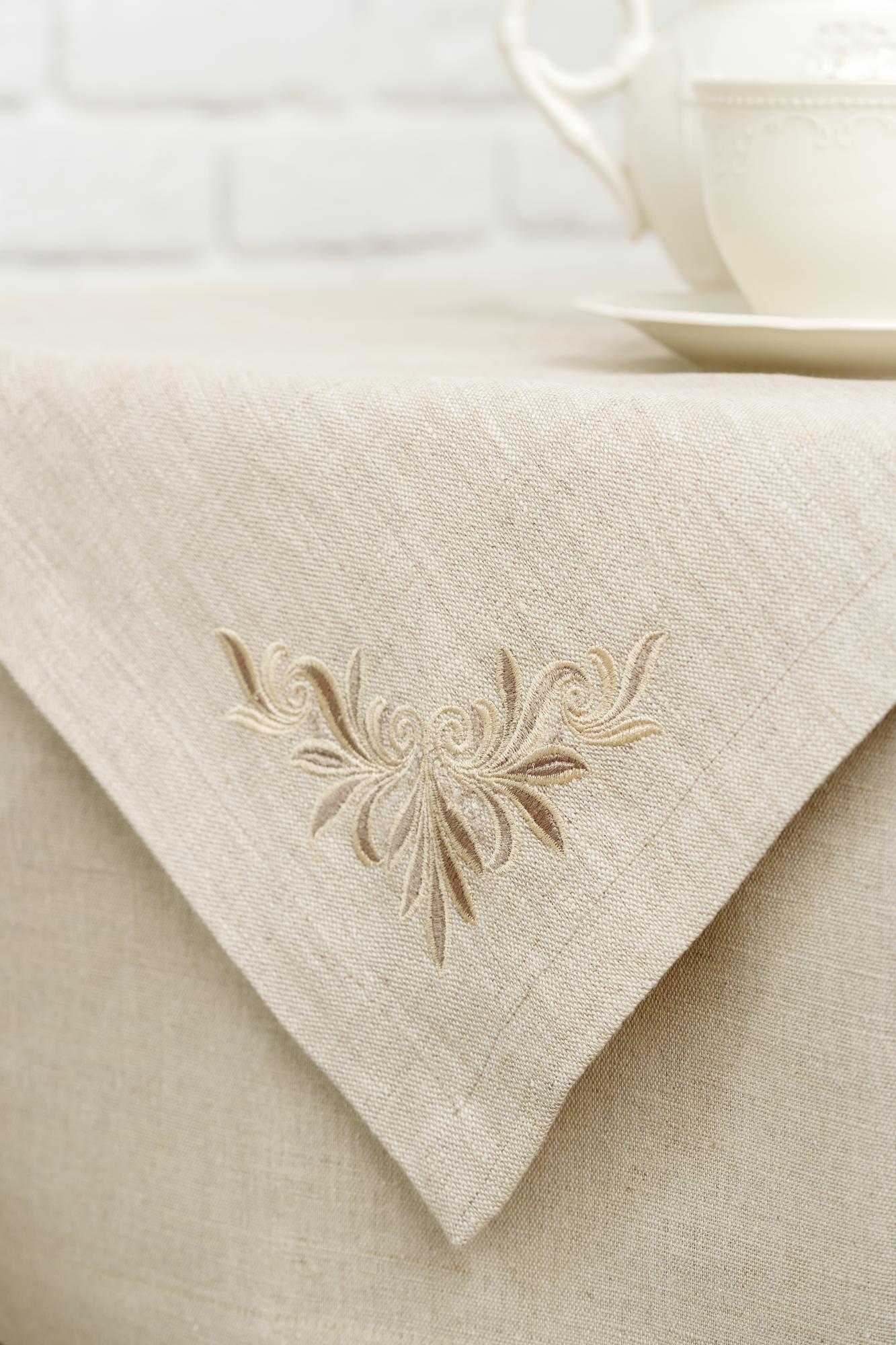 Embroidered monogram on linen napkin